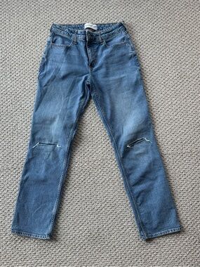 abercrombie kids Distressed Straight-Leg Blue Jeans